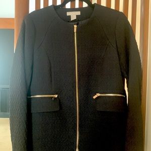 Navy Coat with Pockets and Zipper